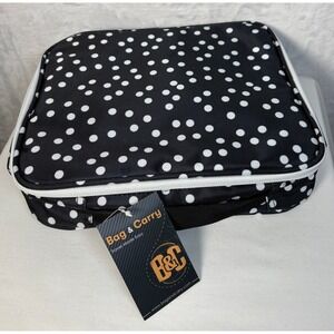 Bag & Carry Versatile Travel Cosmetic Bag Black White Dot Hanging Organizer NEW